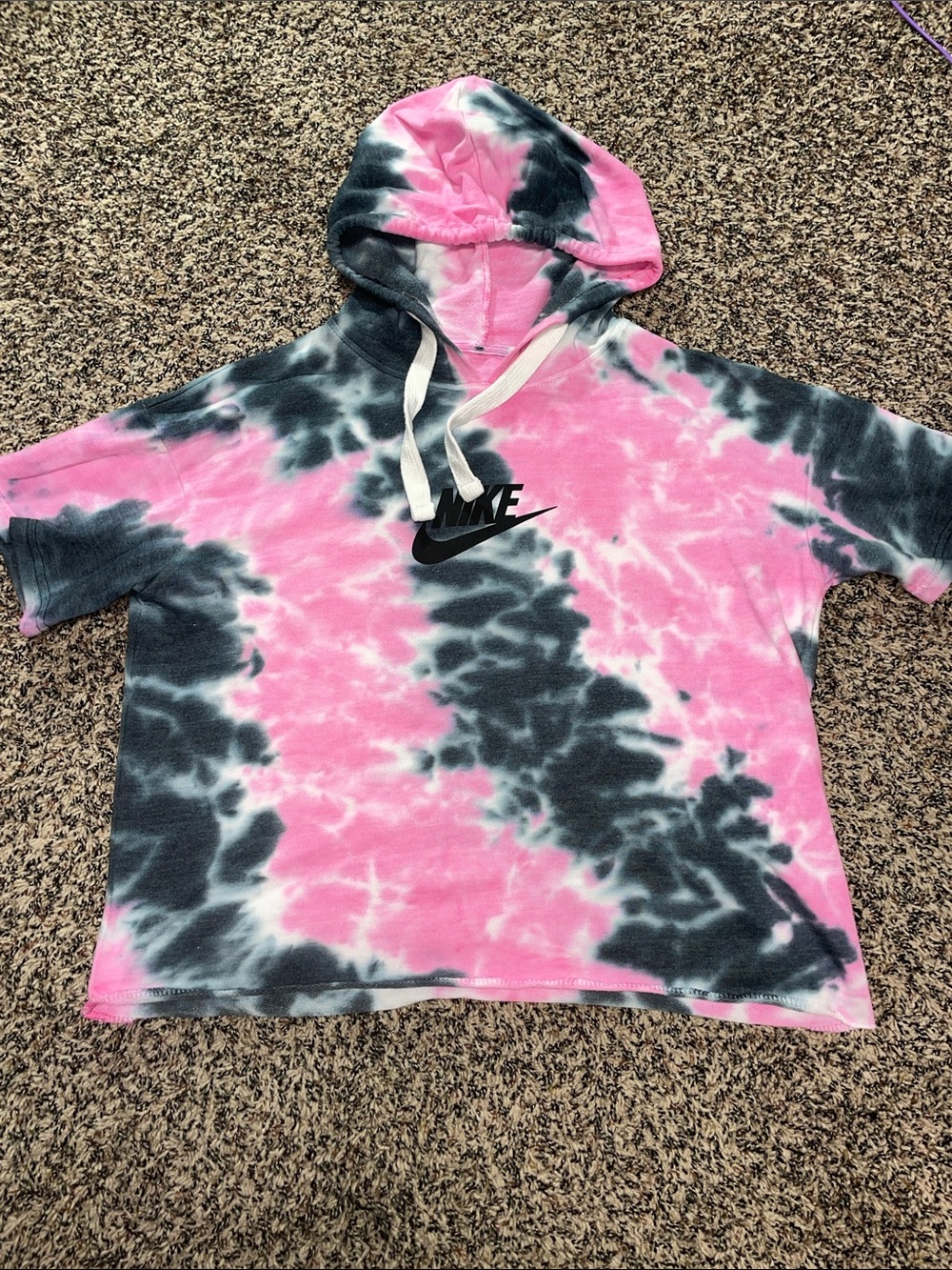Nike Tie Dye Hooded Sweatshirt Tee Boxy Fit Size Large | NWOT